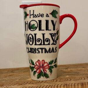 Lenox Holly Jolly Christmas Mug W Travel Lid Heat Color Changing 20oz - retired
